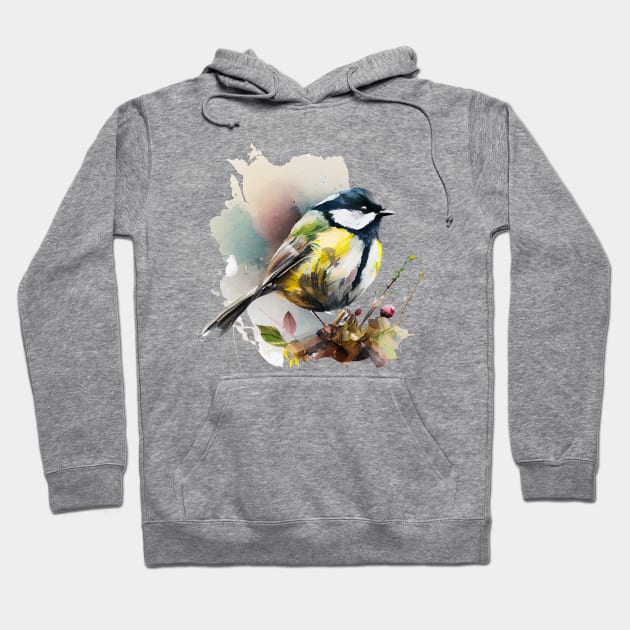 Tomtit Bird Watercolor 2.0 Hoodie by CreativeDesignsx